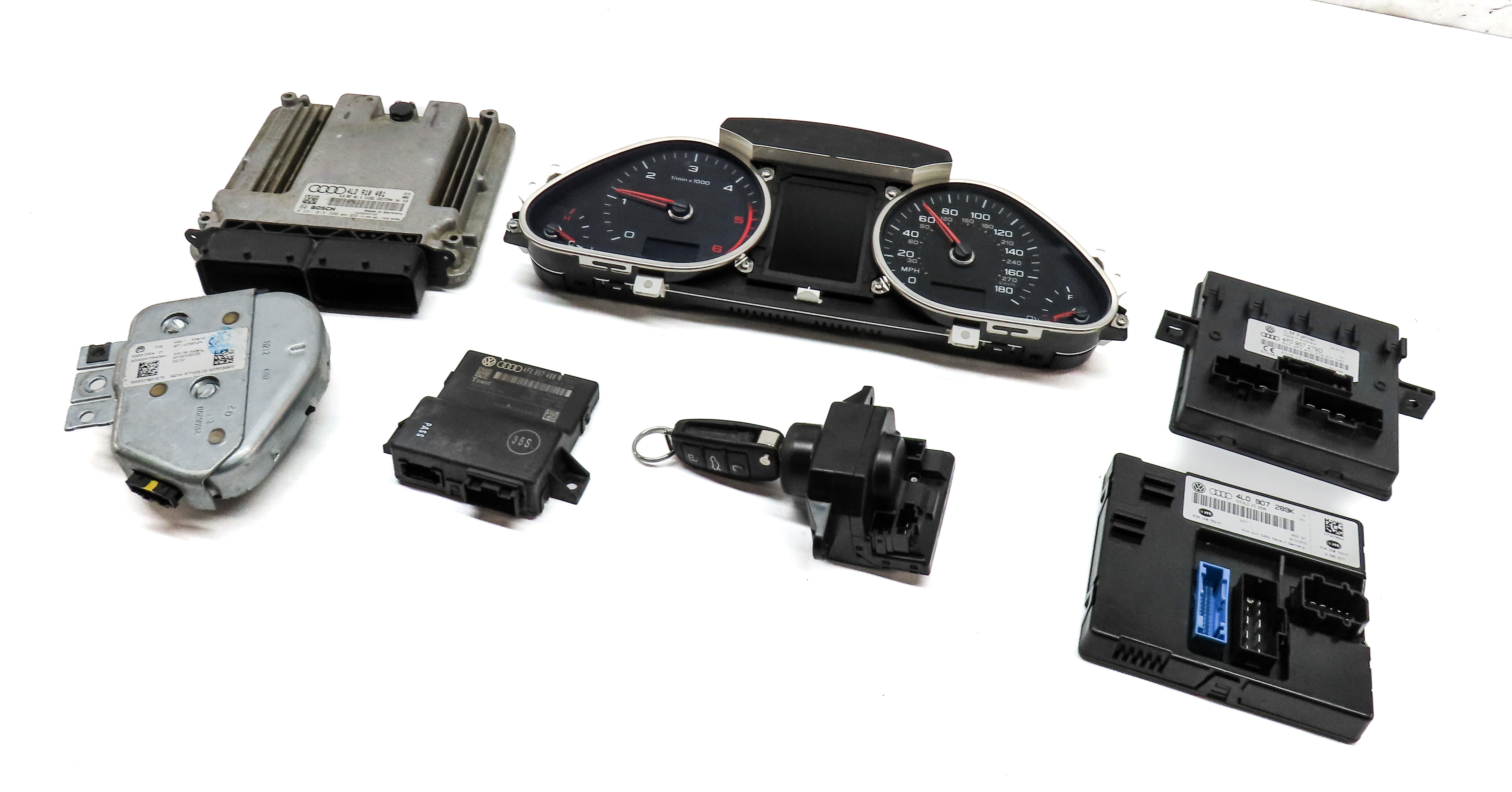 2012 AUDI Q7 (4L) 3.0L CATA TDI DIESEL ENGINE ECM BCM IMMOBILIZER MODULE KEY SET — exact item pictured